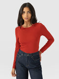 Ribbed Long Sleeve Tee - Rust