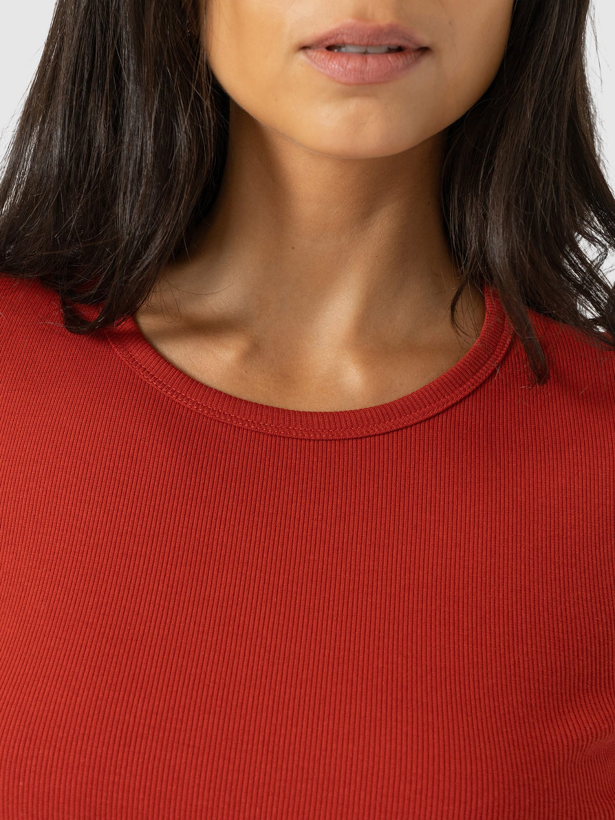 Ribbed Long Sleeve Tee - Rust
