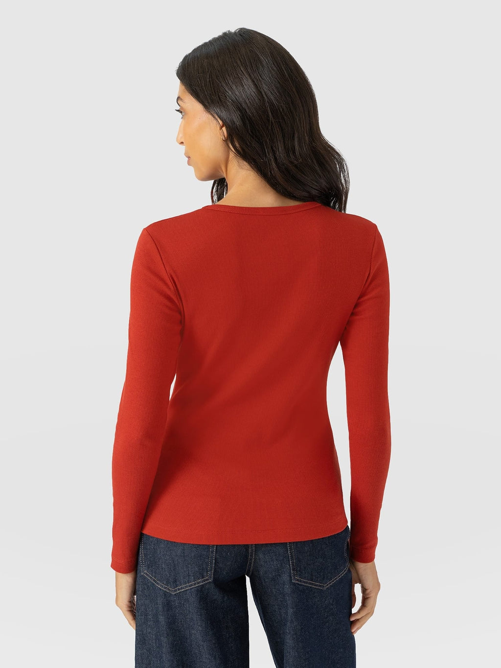 Ribbed Long Sleeve Tee - Rust