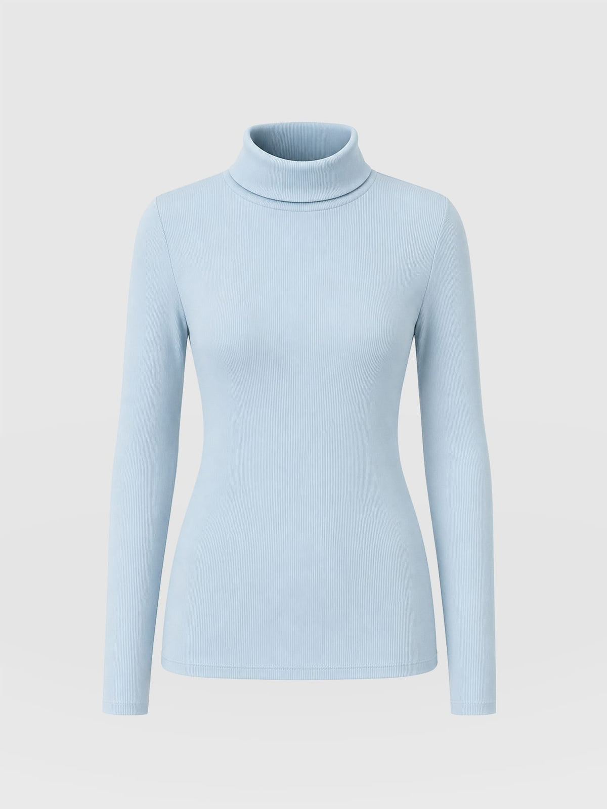 Ribbed Roll Neck - Ice Blue