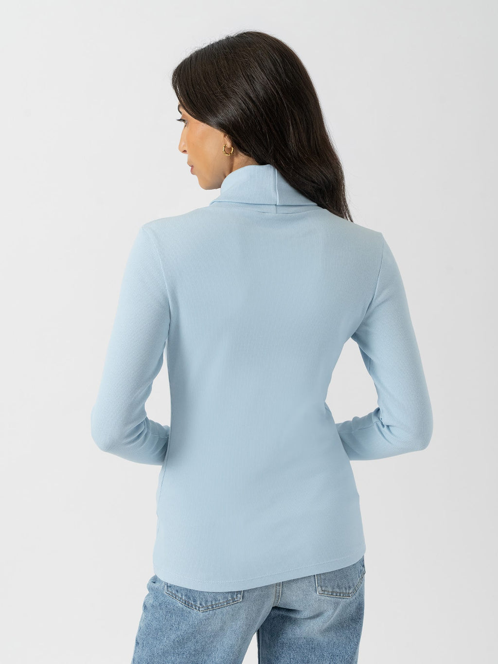 Ribbed Roll Neck - Ice Blue