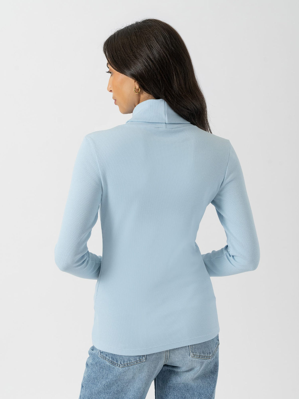 Ribbed Roll Neck - Ice Blue