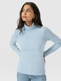 Ribbed Roll Neck - Ice Blue