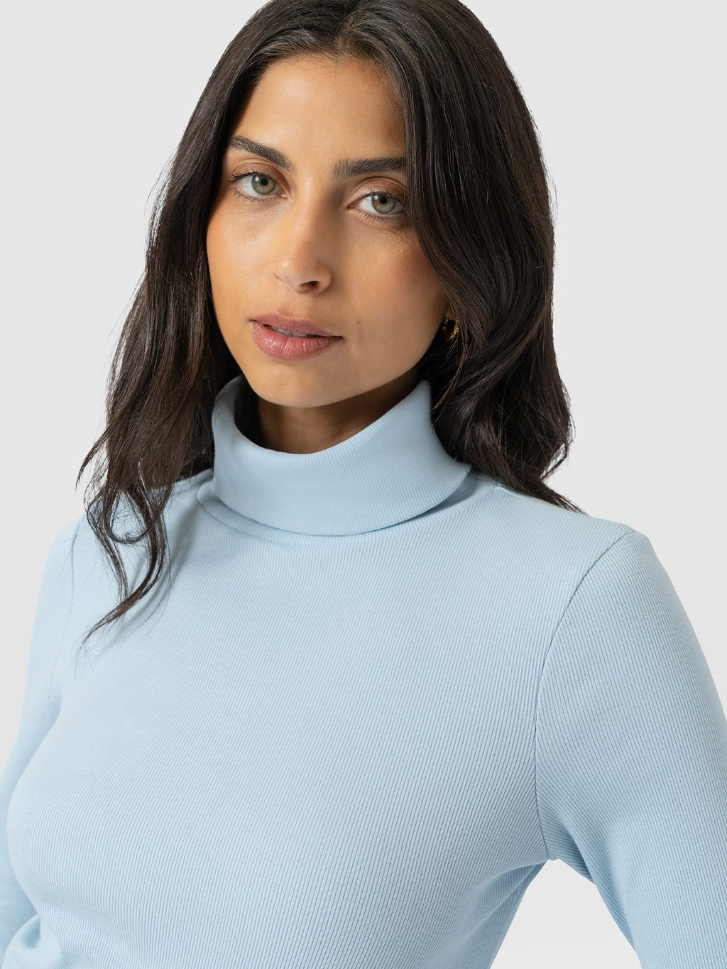 Ribbed Roll Neck - Ice Blue