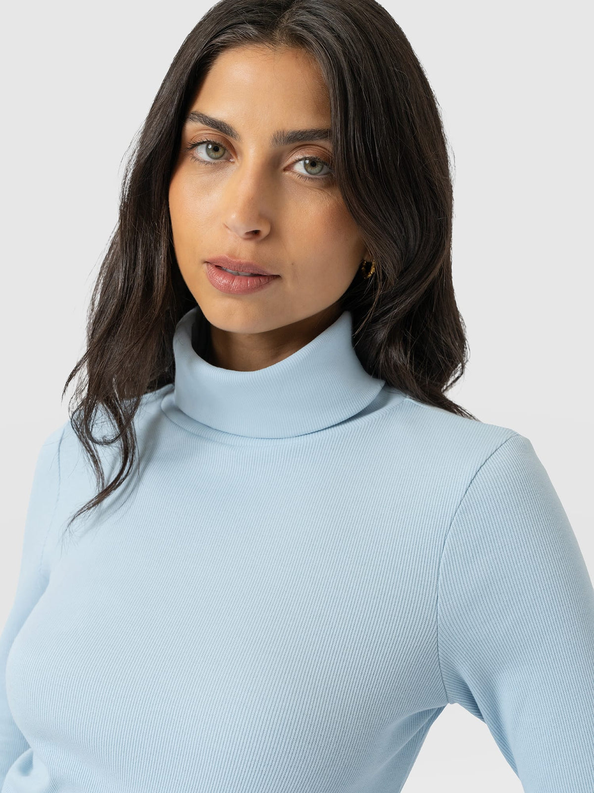 Ribbed Roll Neck - Ice Blue
