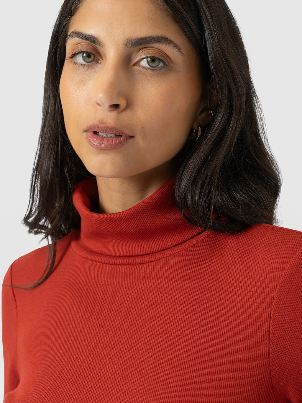 Ribbed Roll Neck - Rust