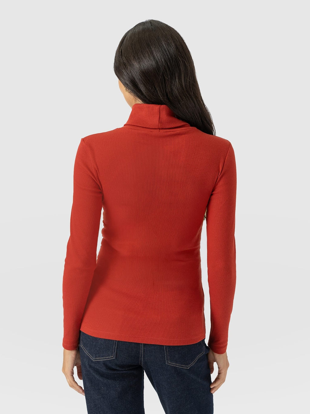 Ribbed Roll Neck - Rust