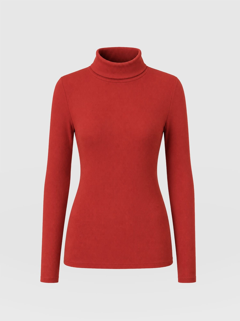 Ribbed Roll Neck - Rust