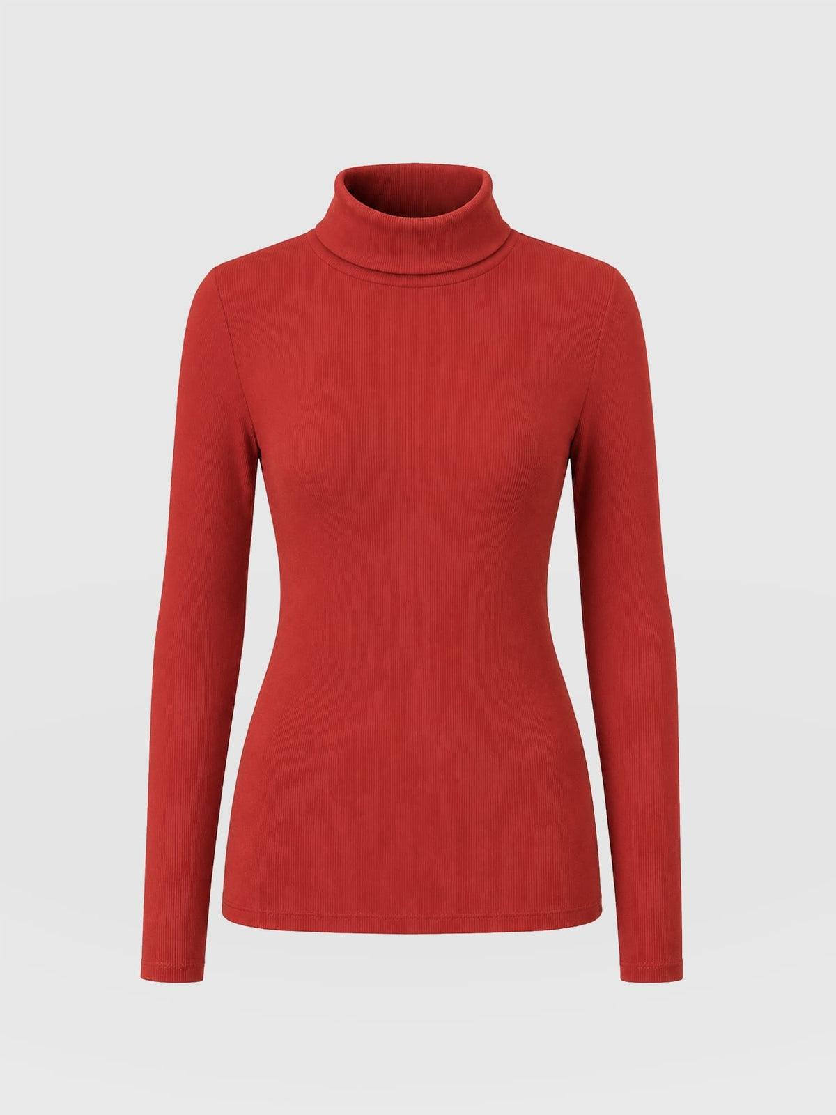 Ribbed Roll Neck - Rust