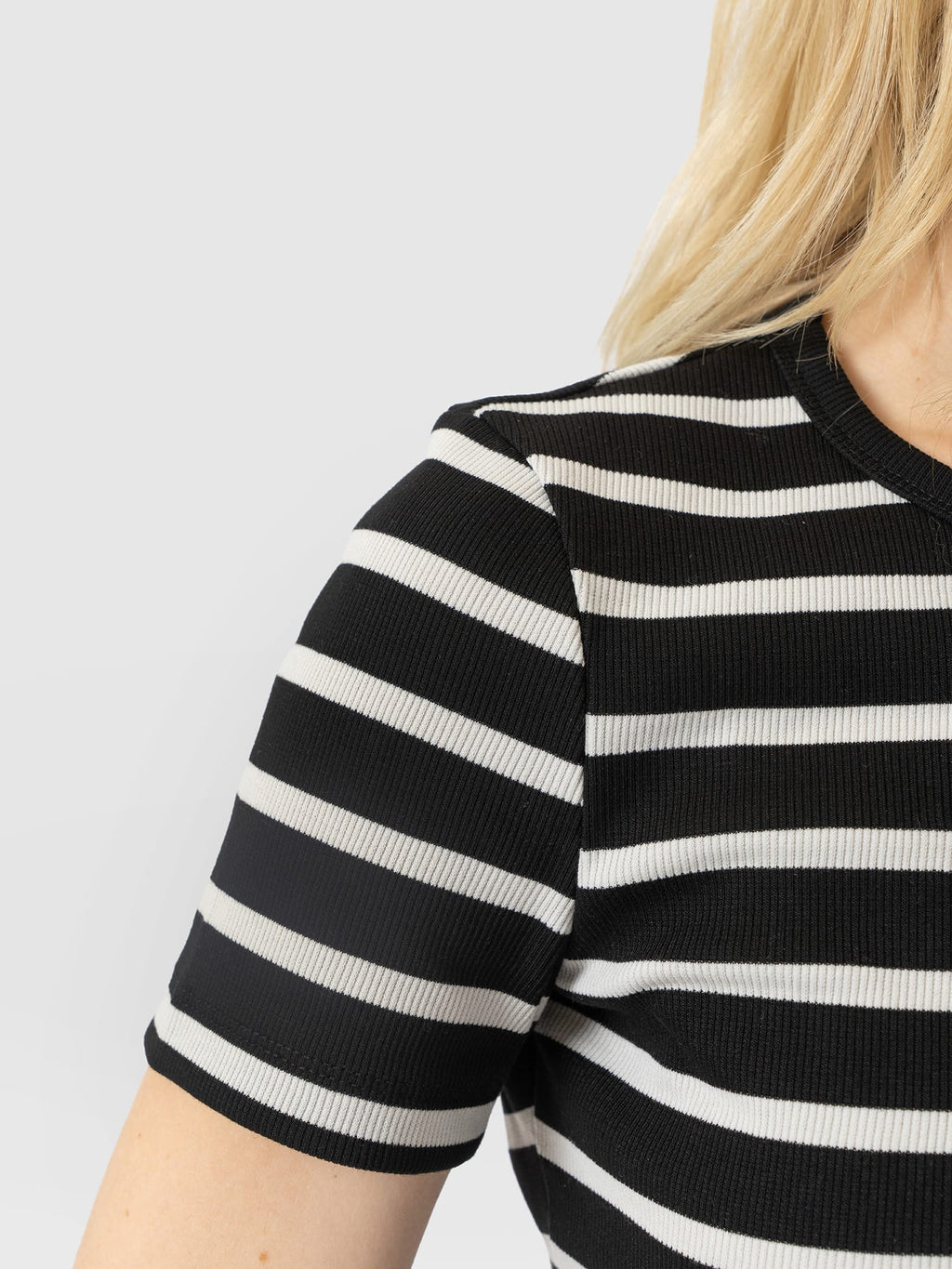 Ribbed Short Sleeve Tee - Black Stripe