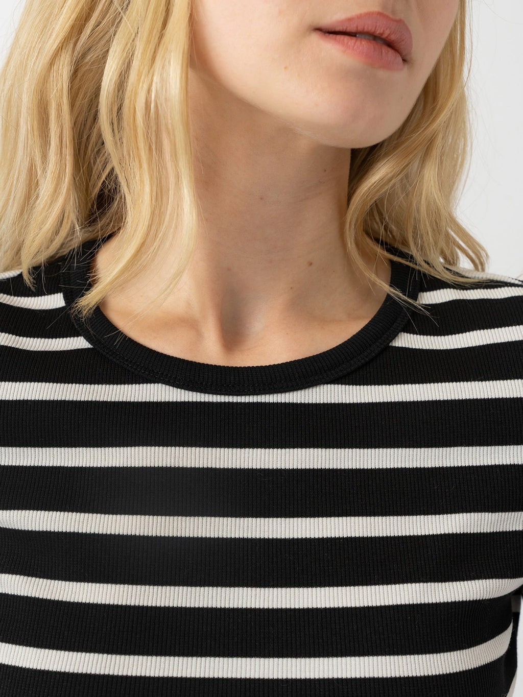 Ribbed Short Sleeve Tee - Black Stripe