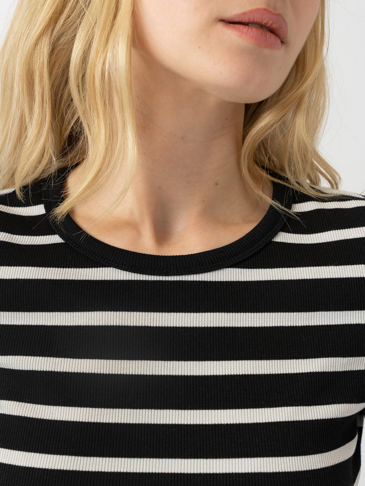 Ribbed Short Sleeve Tee - Black Stripe