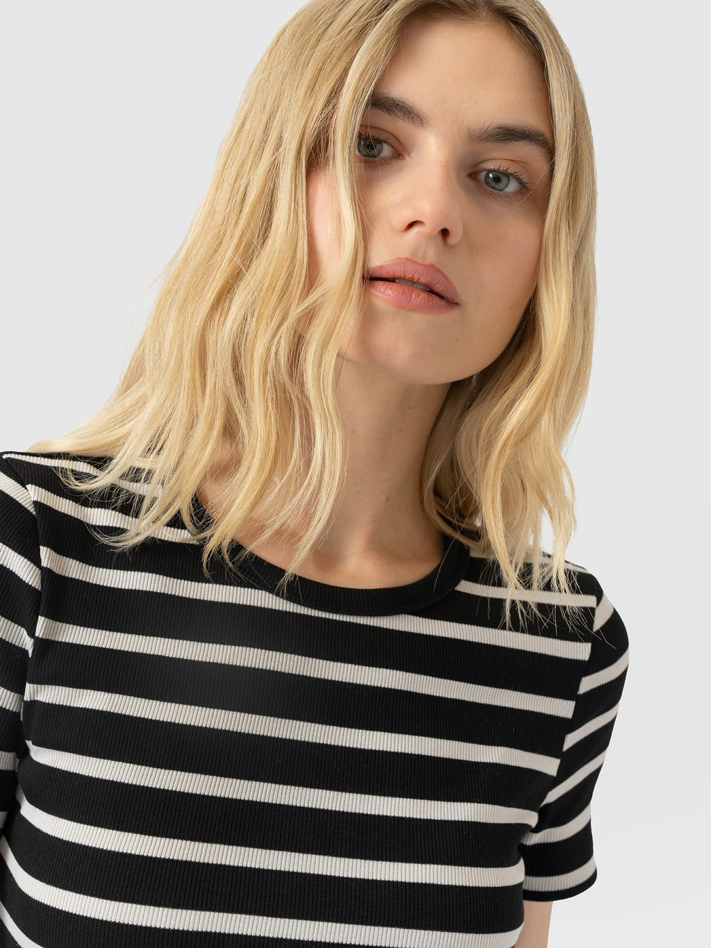 Ribbed Short Sleeve Tee - Black Stripe