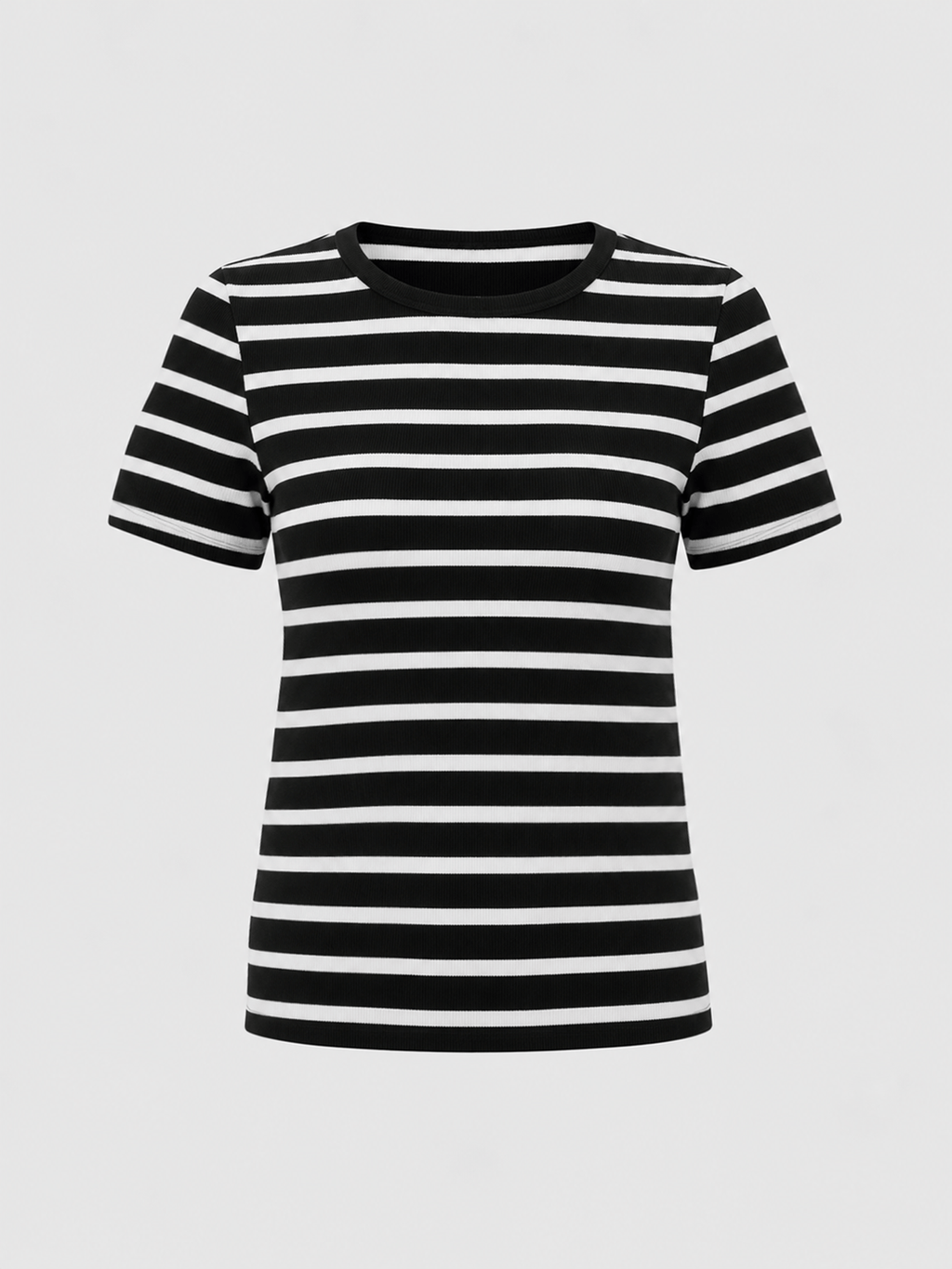 Ribbed Short Sleeve Tee - Black Stripe