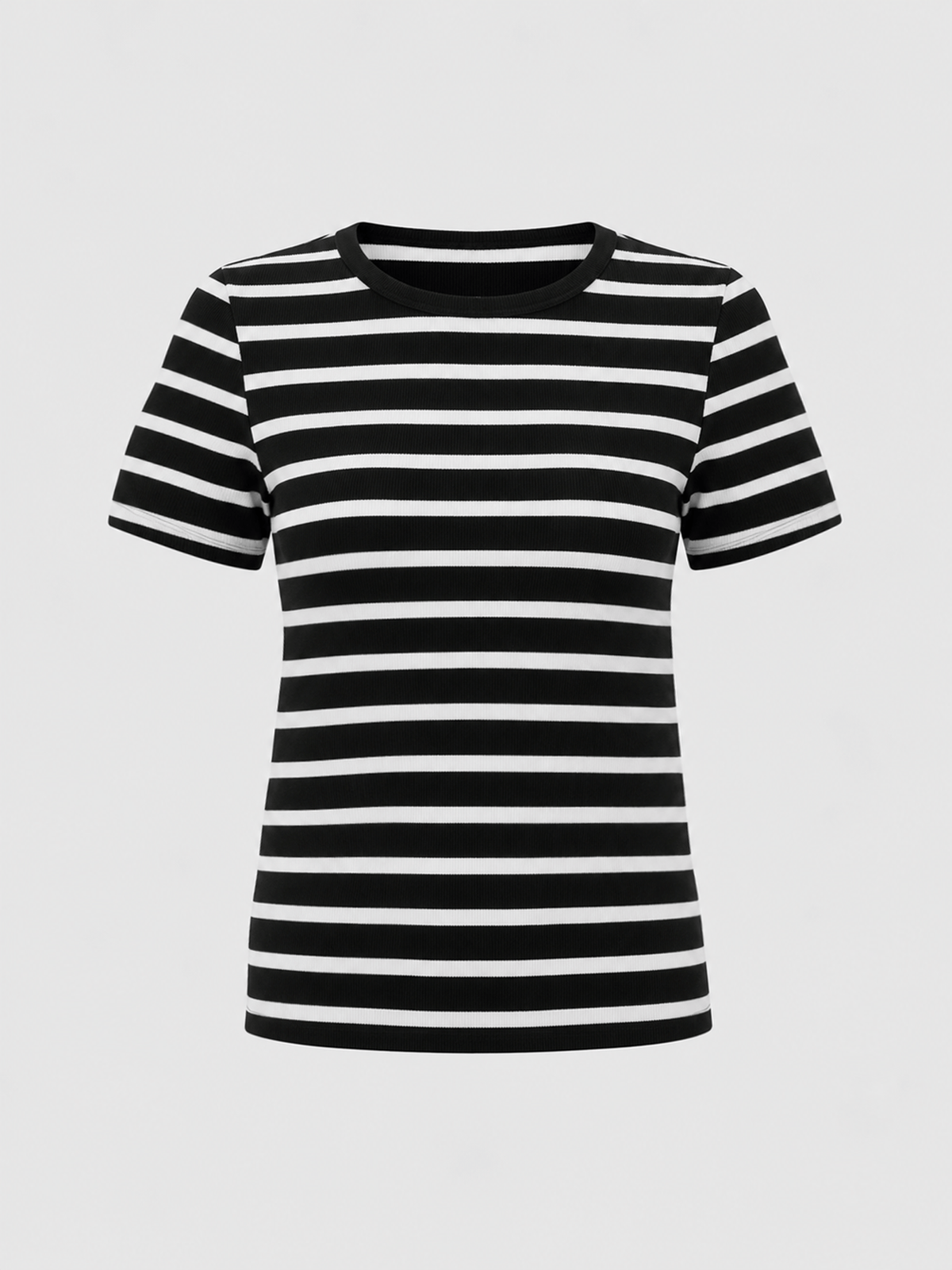 Ribbed Short Sleeve Tee - Black Stripe