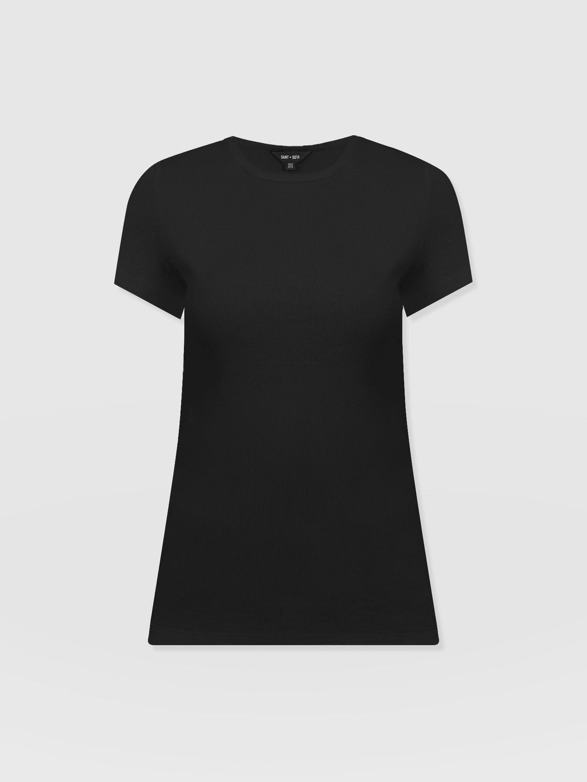 Ribbed Short Sleeve Tee - Black