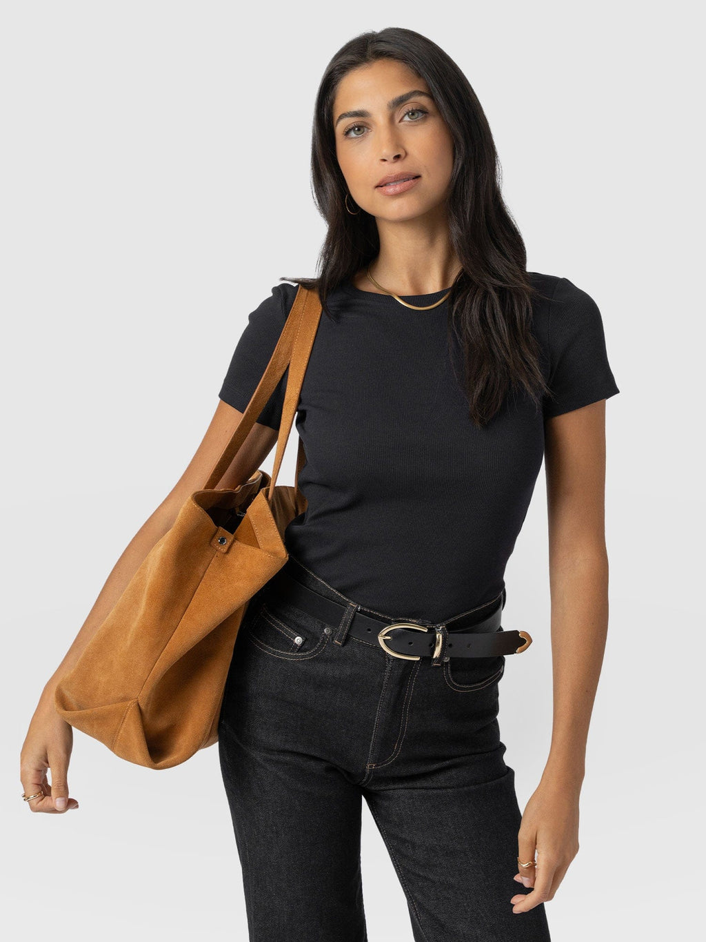 Ribbed Short Sleeve Tee - Black