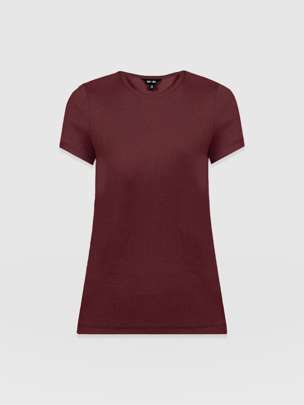Ribbed Short Sleeve Tee - Burgundy