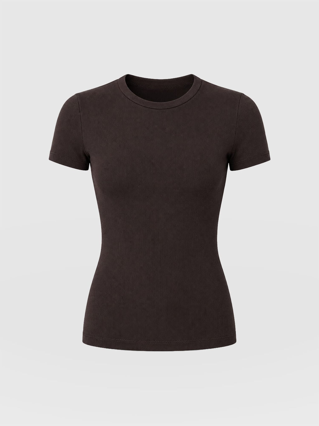 Ribbed Short Sleeve Tee - Chocolate