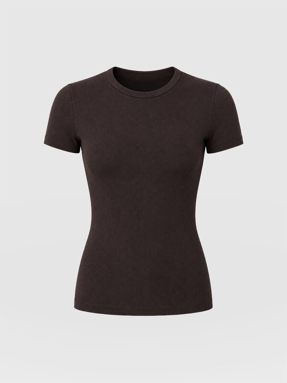 Ribbed Short Sleeve Tee - Chocolate