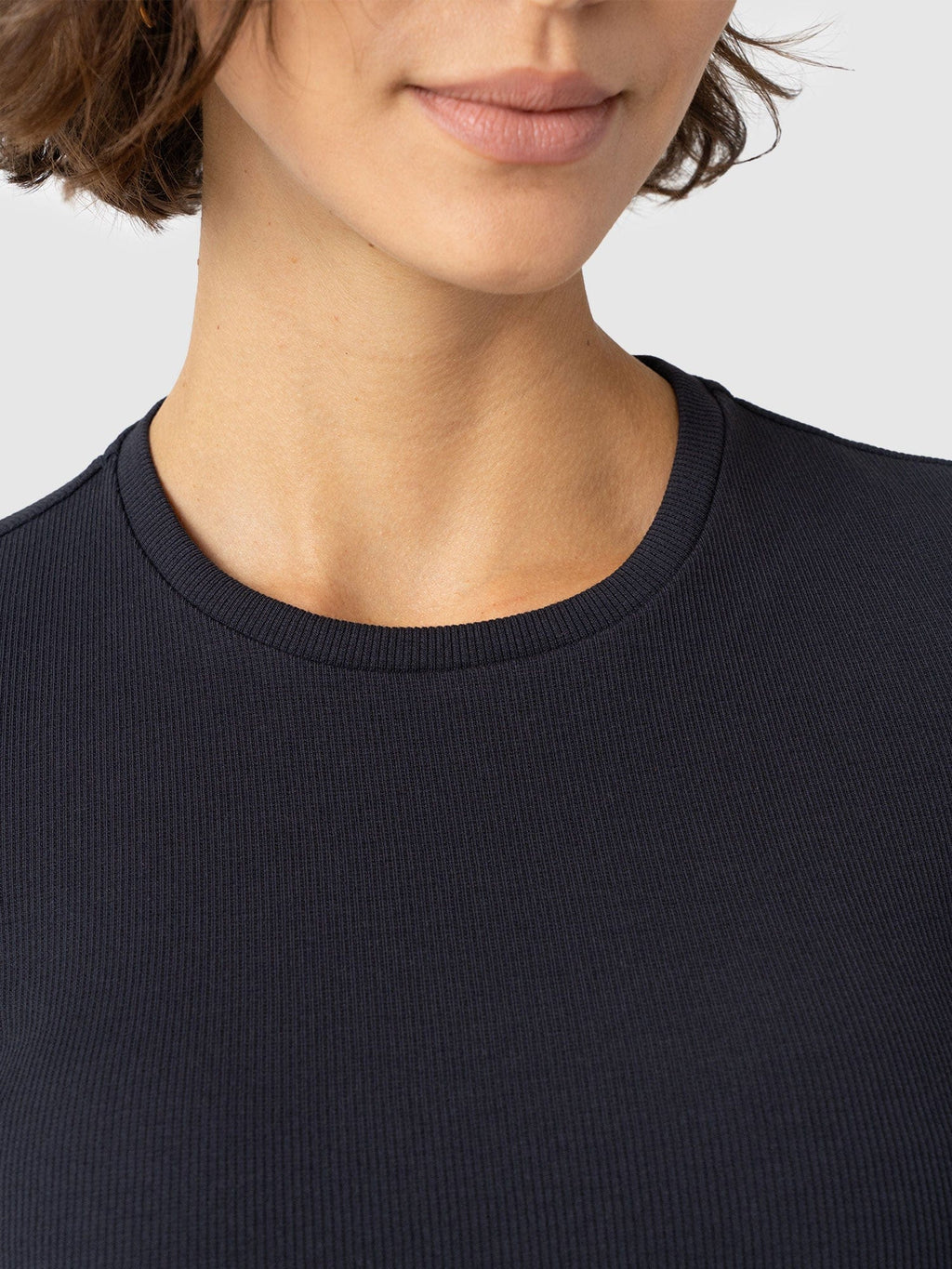 Ribbed Short Sleeve Tee - Navy