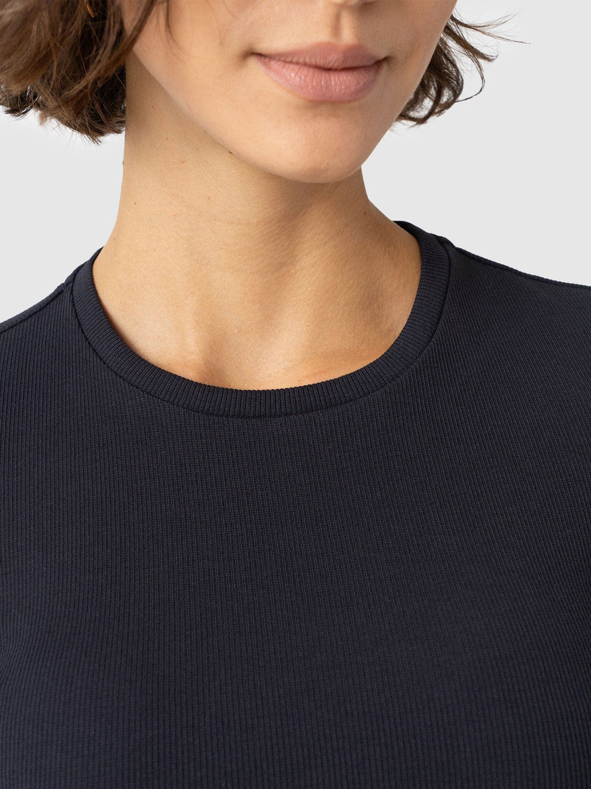 Ribbed Short Sleeve Tee - Navy