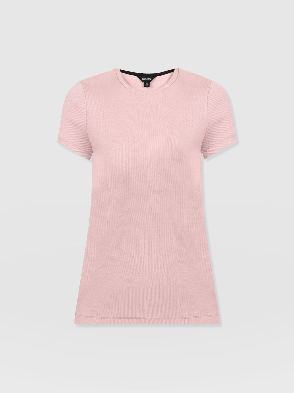 Ribbed Short Sleeve Tee - Pale Pink