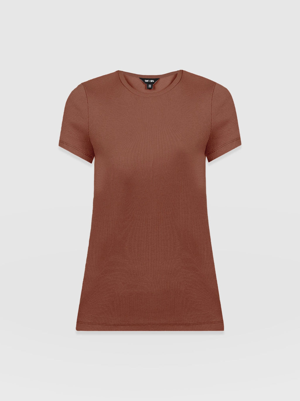 Ribbed Short Sleeve Tee - Russet Brown