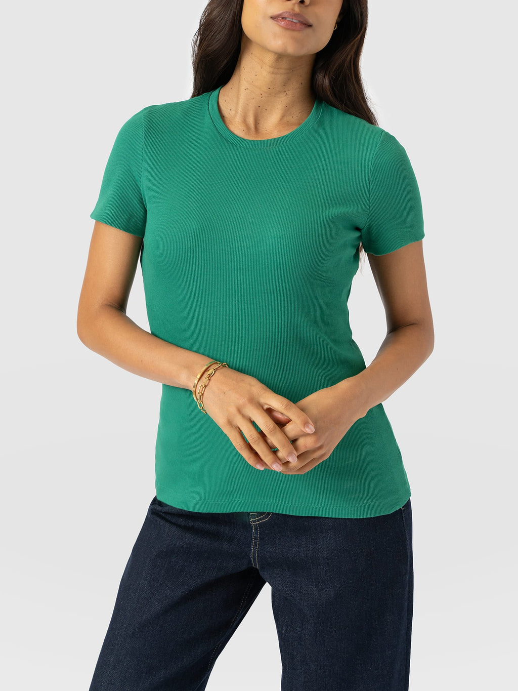 Ribbed Short Sleeve Tee - Sea Green