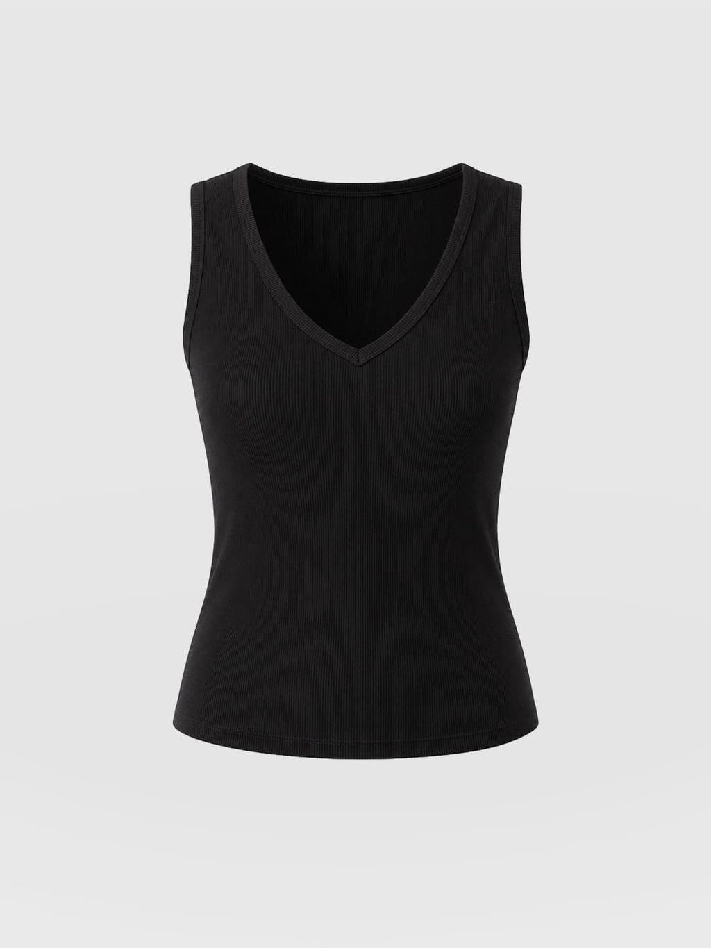 Ribbed V Neck Vest - Black