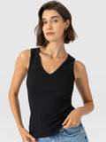 Ribbed V Neck Vest - Black