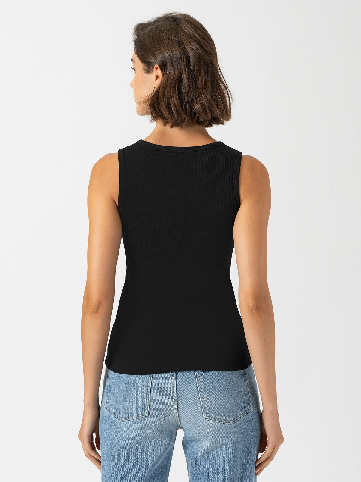 Ribbed V Neck Vest - Black
