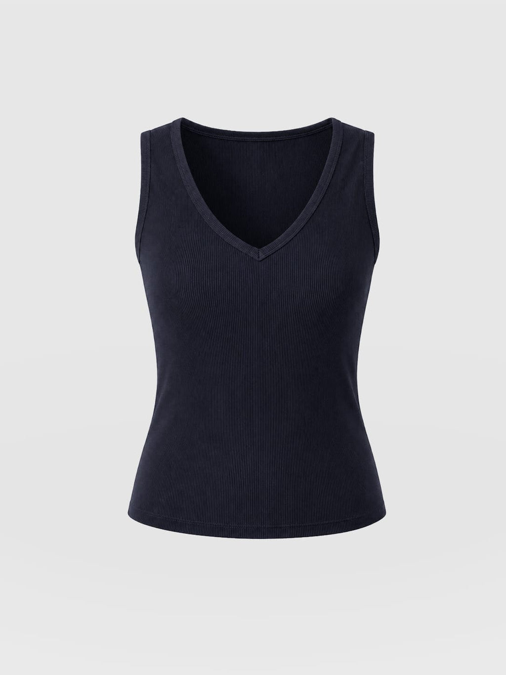 Ribbed V Neck Vest - Navy