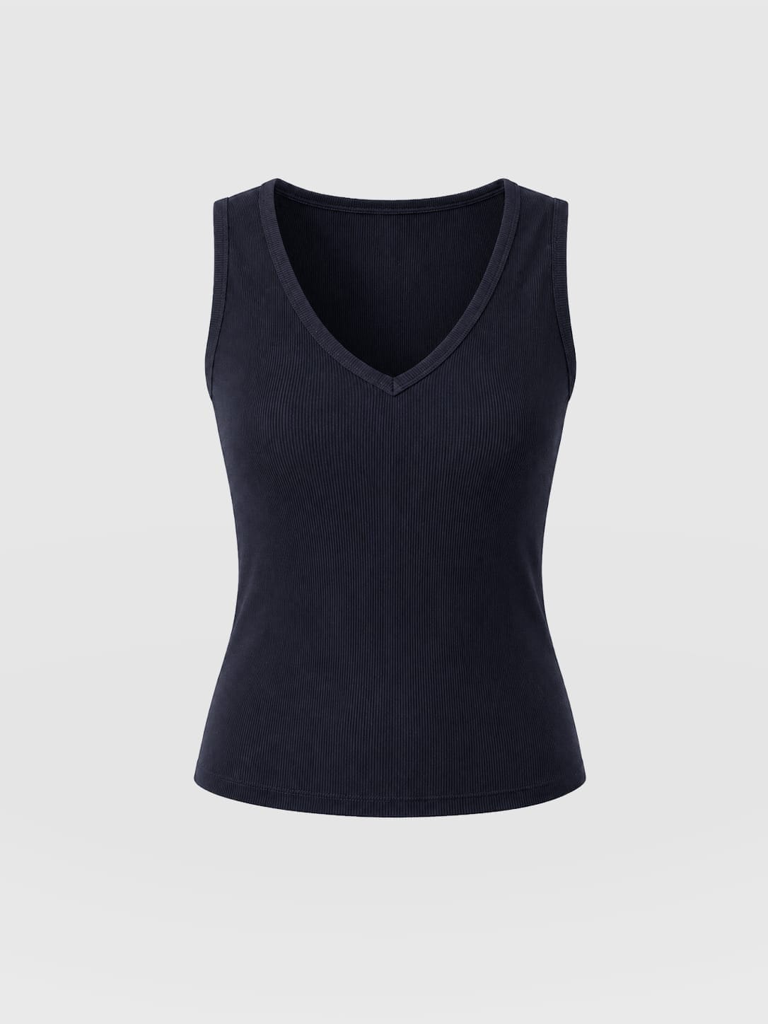 Ribbed V Neck Vest - Navy