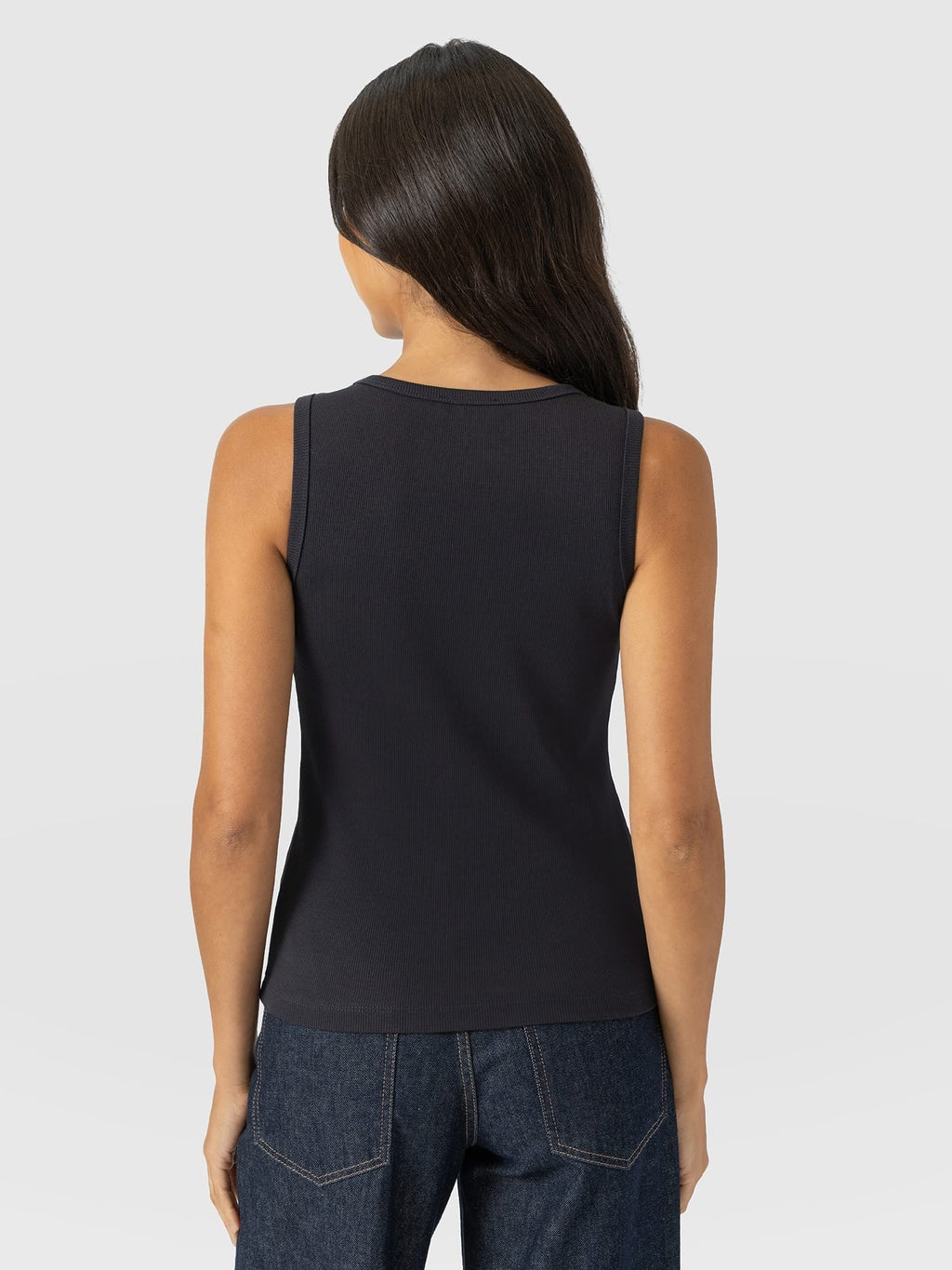 Ribbed V Neck Vest - Navy