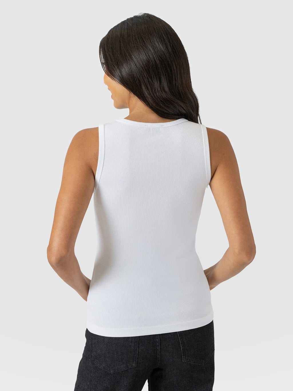 Ribbed V Neck Vest - White