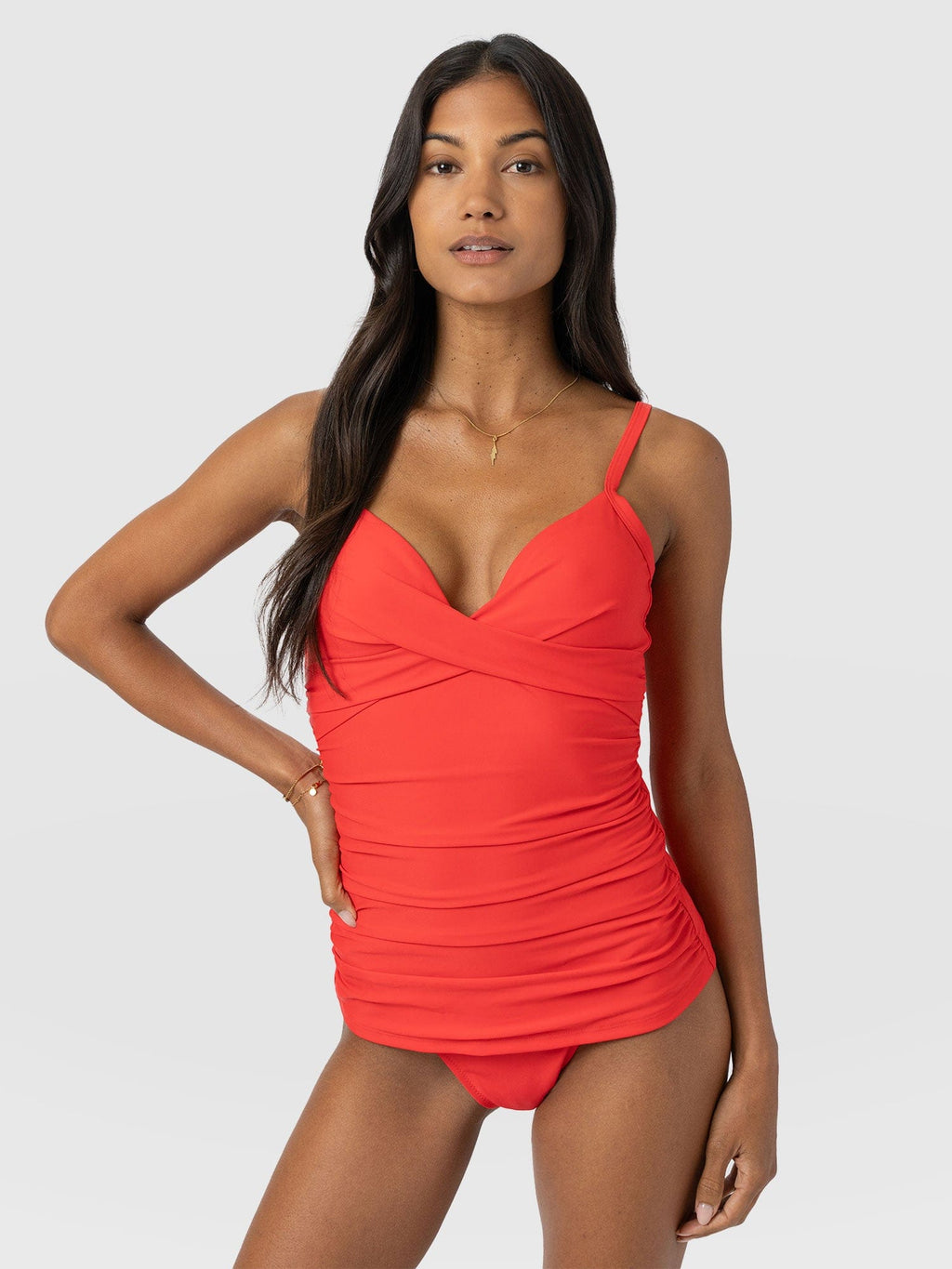 Riley Cross Front Tankini Top - Red