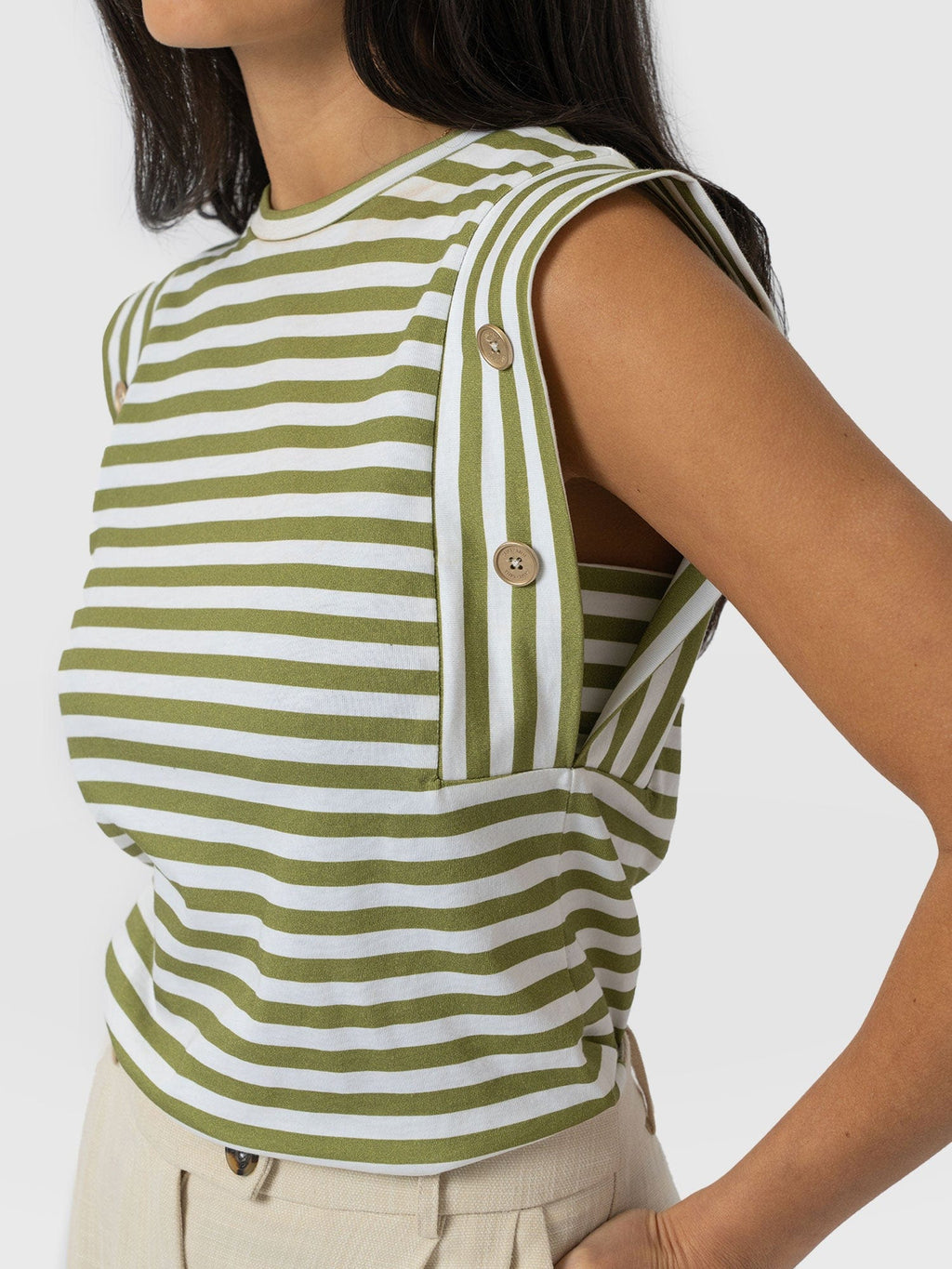 Rowan Tee - Green Stripe