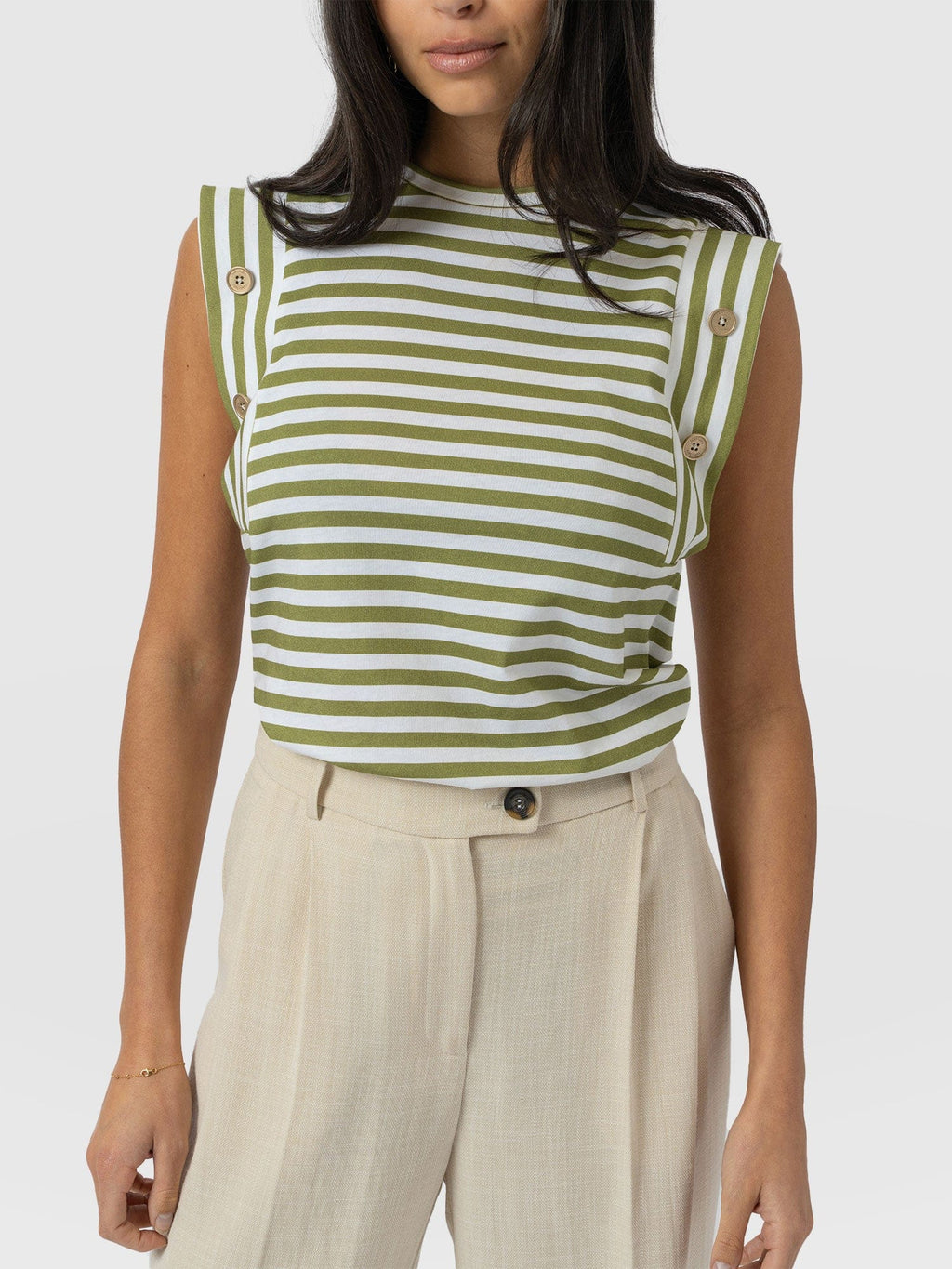 Rowan Tee - Green Stripe
