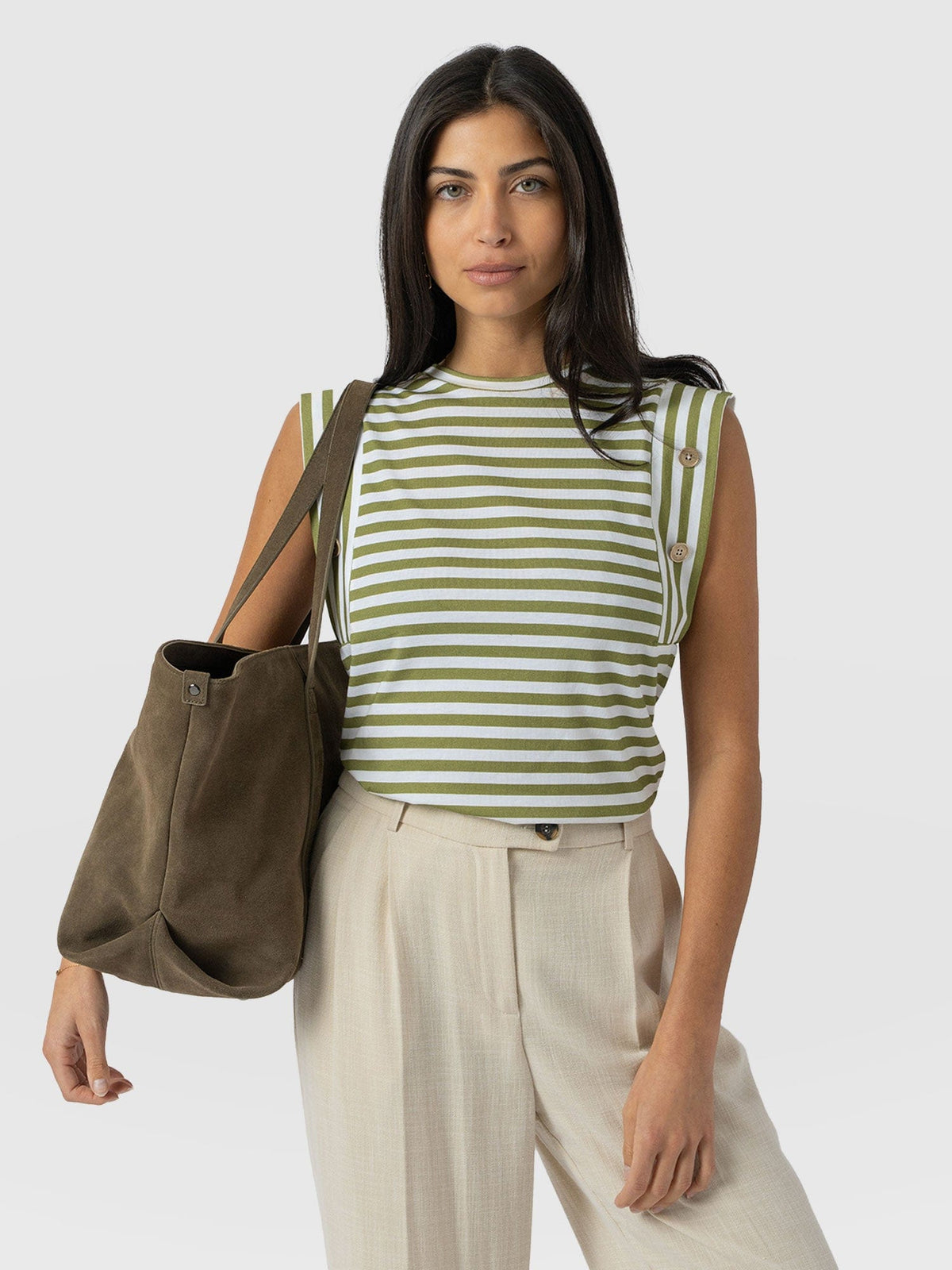 Rowan Tee - Green Stripe