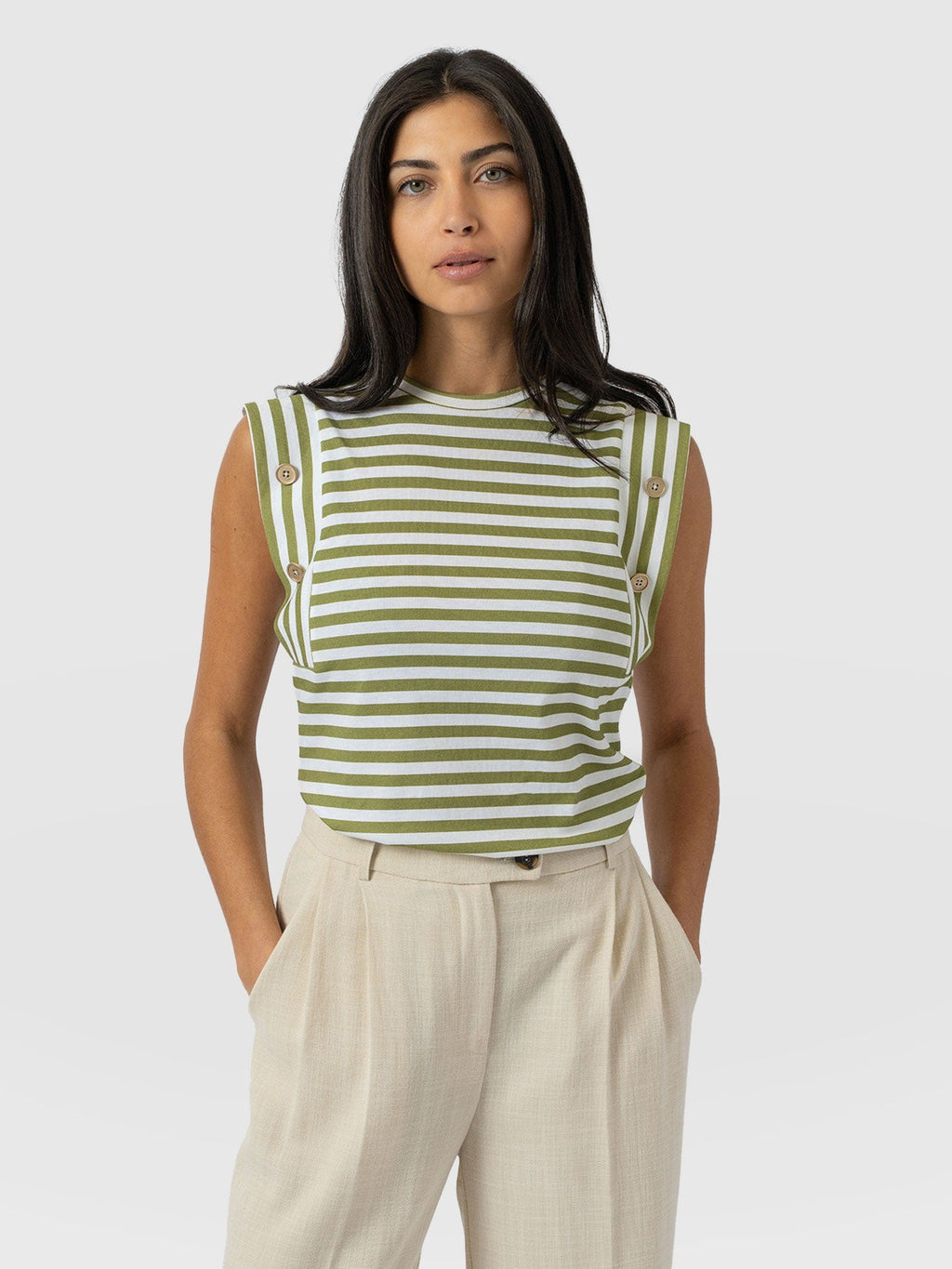 Rowan Tee - Green Stripe