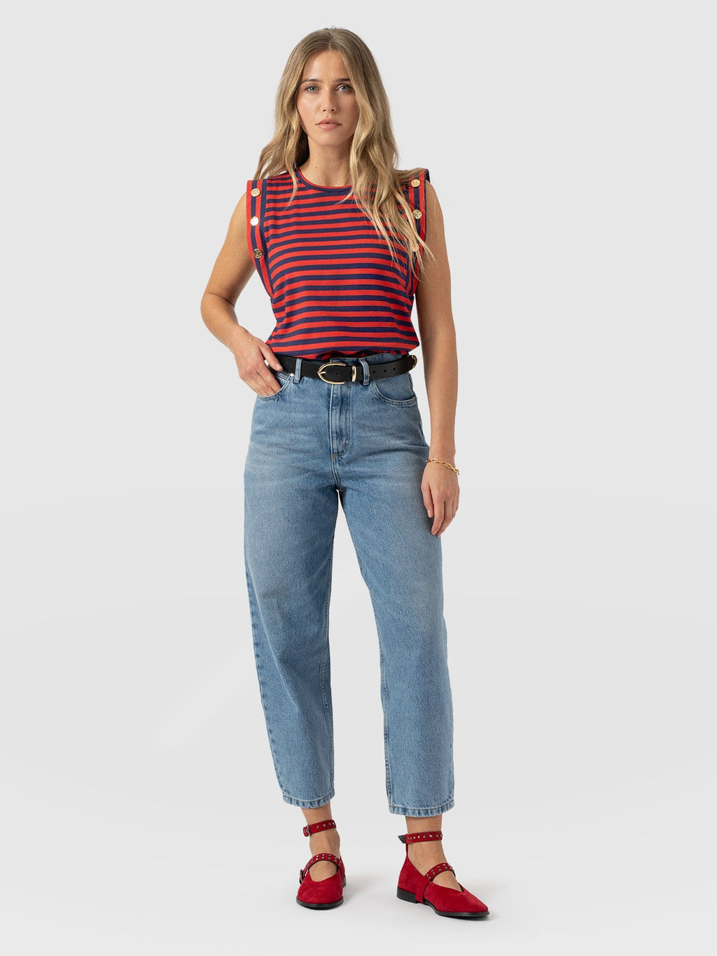 Rowan Tee - Red/Navy Stripe