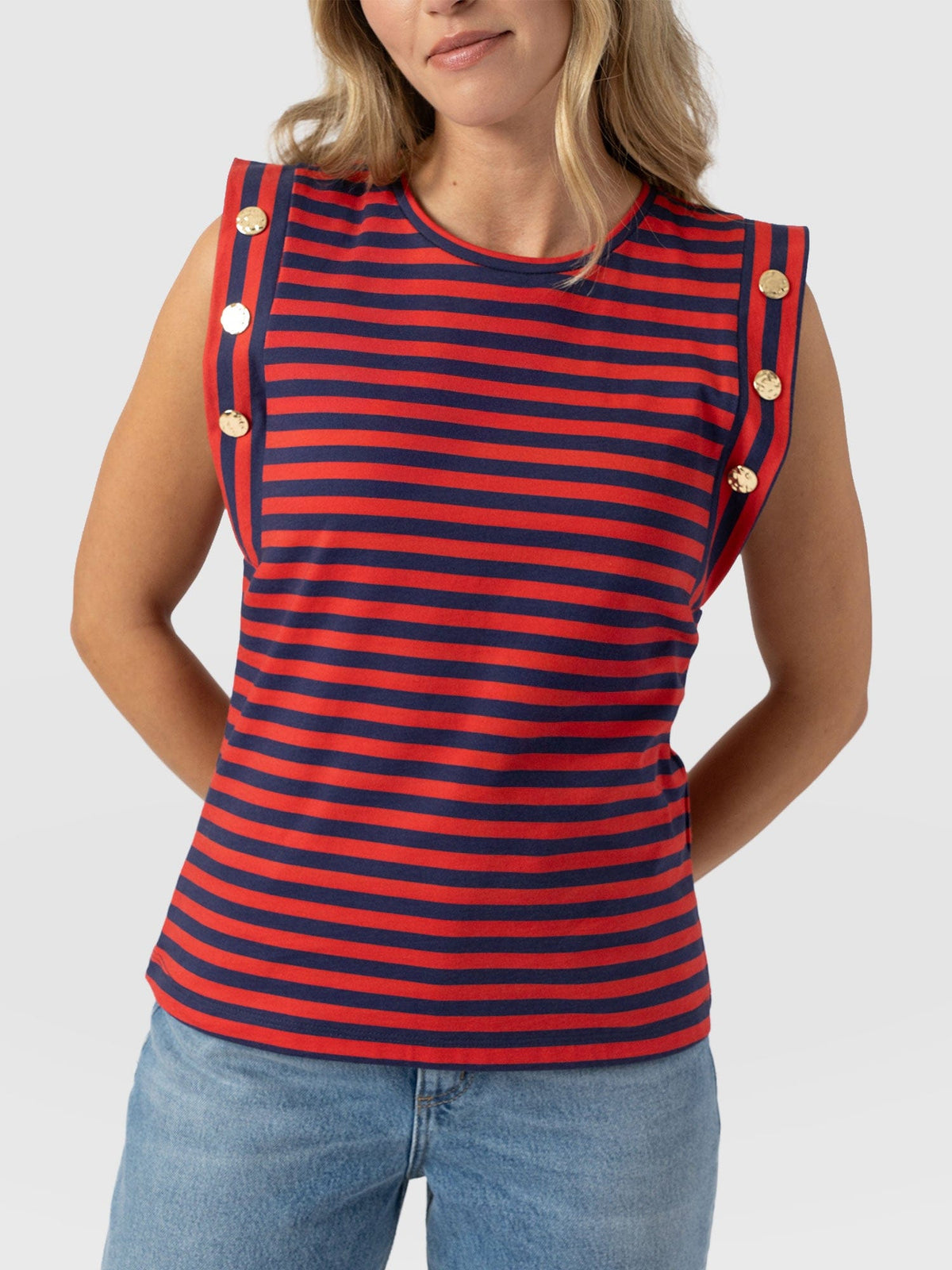 Rowan Tee - Red/Navy Stripe