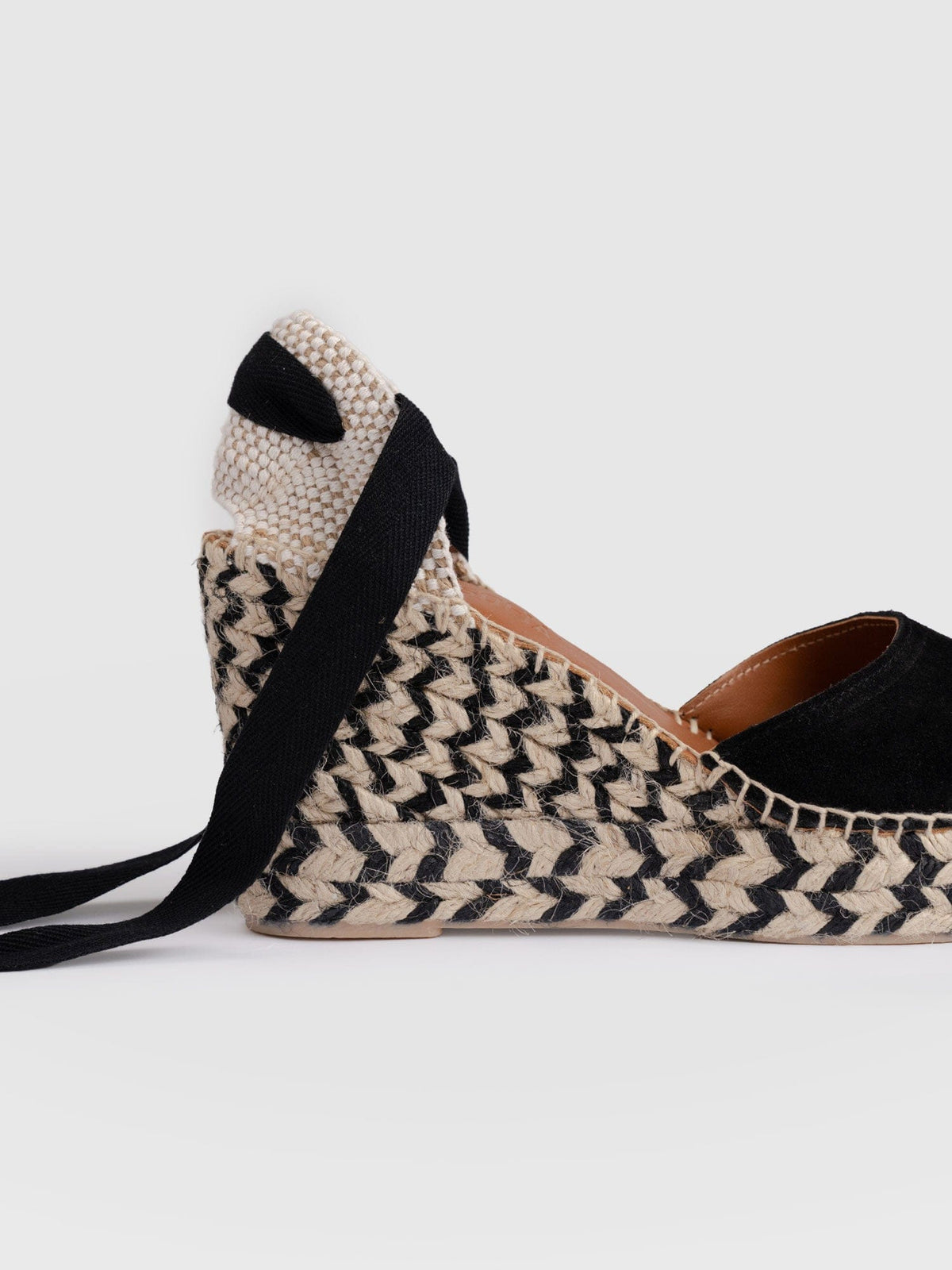 Rowe Espadrille Tie Wedges - Black Suede