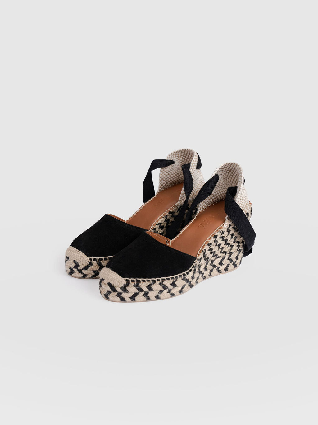 Rowe Espadrille Tie Wedges - Black Suede