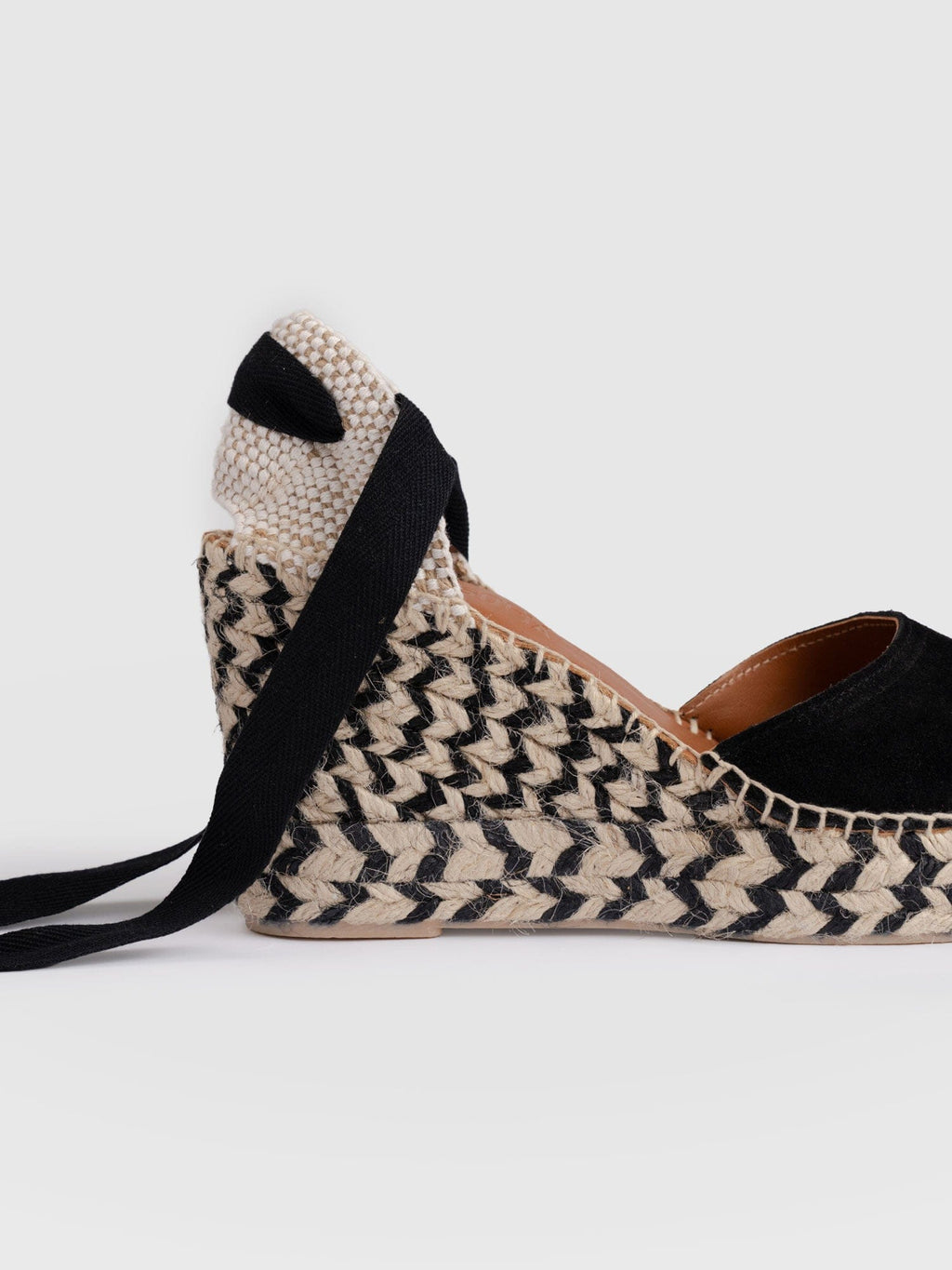 Rowe Espadrille Tie Wedges - Black Suede