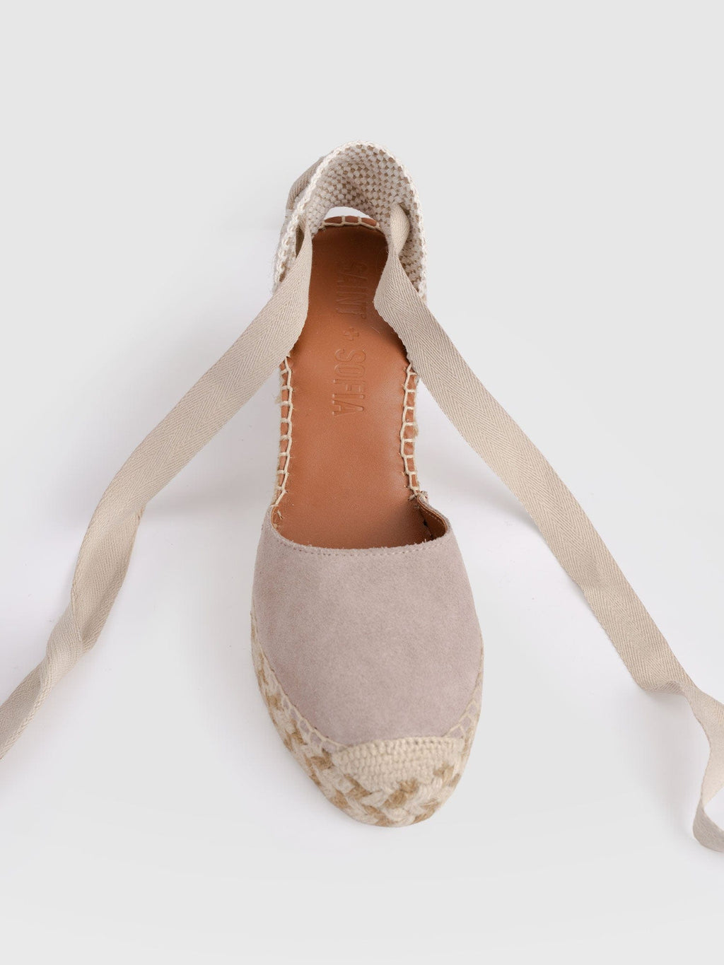 Rowe Espadrille Tie Wedges - Sand Suede