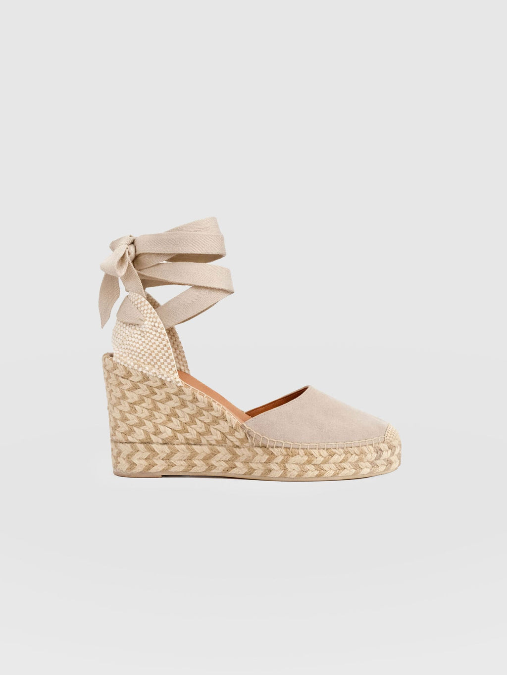 Rowe Espadrille Tie Wedges - Sand Suede
