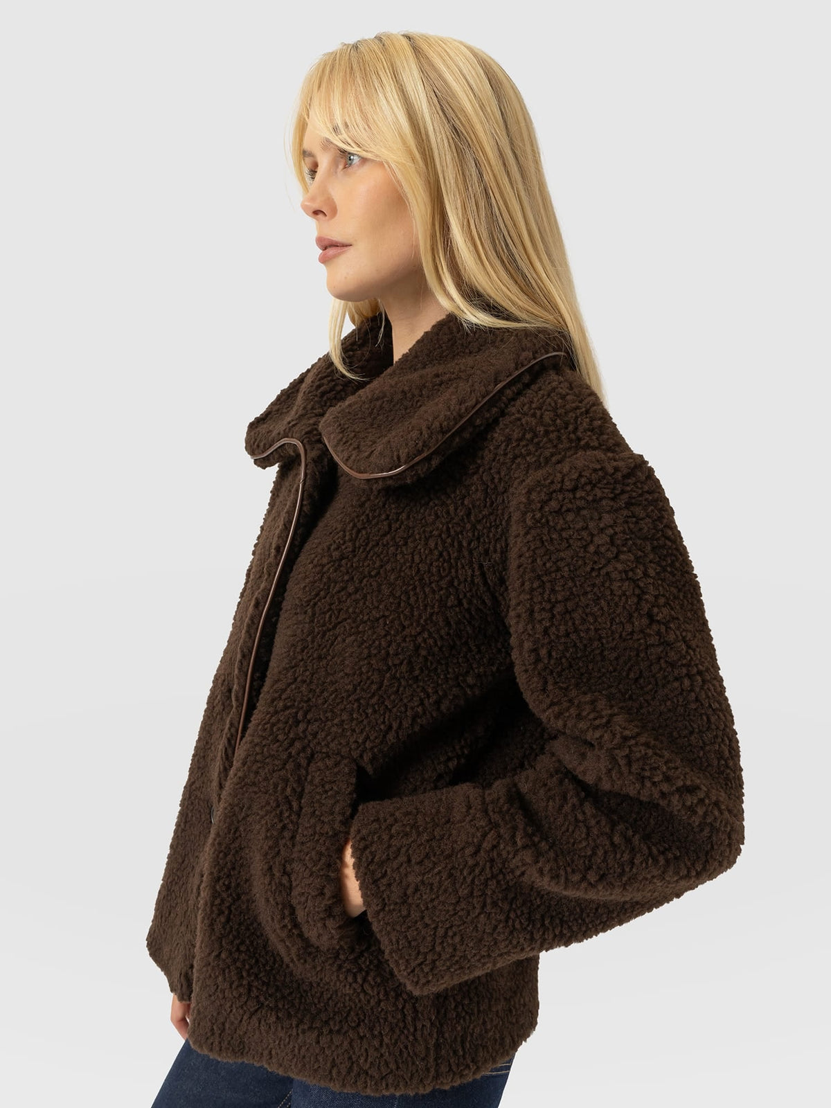 Rumer Short Teddy Coat - Chocolate