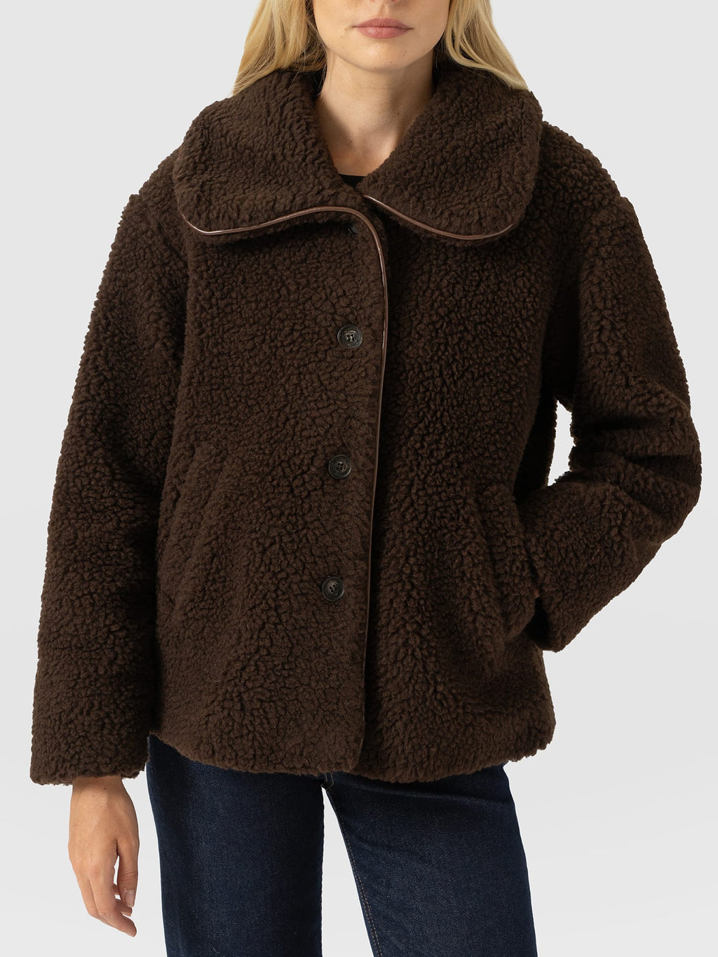 Rumer Short Teddy Coat - Chocolate